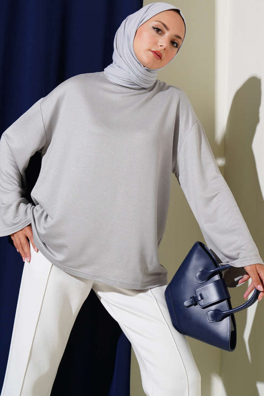 Tunique basique à épaules dénudées Loyşa grise