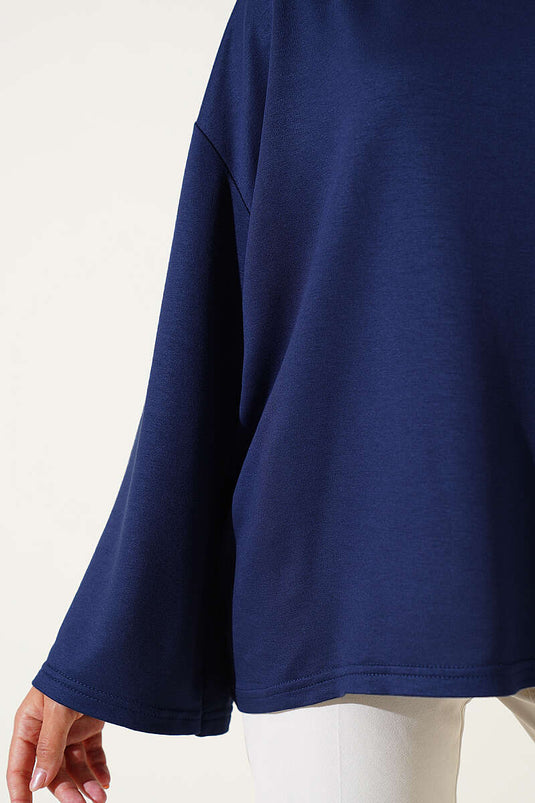 Loyşa Düşük Omuz Basic Tunik Koyu Lacivert