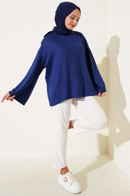 Loyşa Düşük Omuz Basic Tunik Lacivert