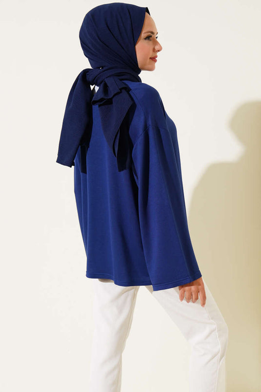 Loyşa Düşük Omuz Basic Tunik Lacivert