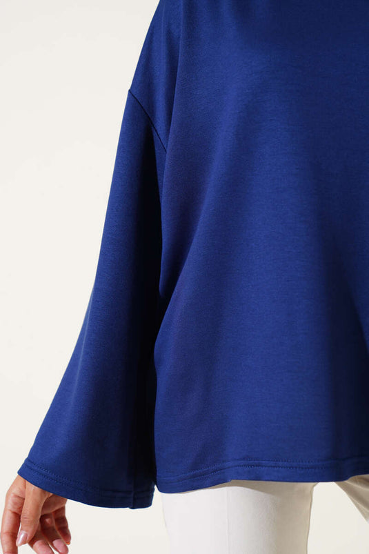 Loyşa Off-Shoulder Basic Tunic Navy Blue