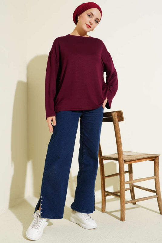 تونيك أساسي بأكتاف منخفضة لون برقوقي لوياشا