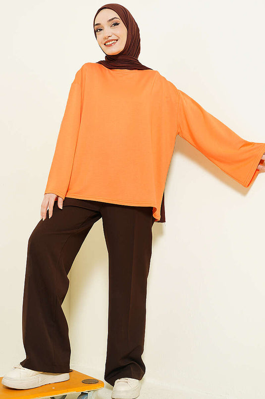 Loyşa Off-Shoulder Basic Tunic Orange
