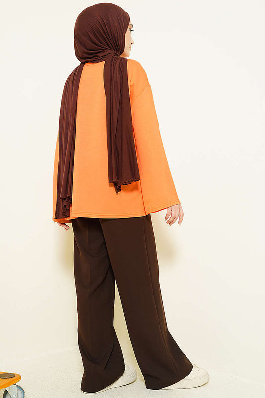 Loyşa Off-Shoulder Basic Tunic Orange