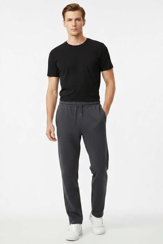 Loyşa Plain Cuffed Men's Sweatpants Anthracite