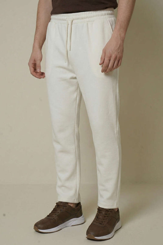 لويسا بنطلون رياضي رجالي بقصة مستقيمة بلون عاجي