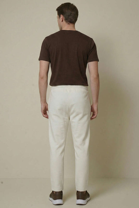 لويسا بنطلون رياضي رجالي بقصة مستقيمة بلون عاجي