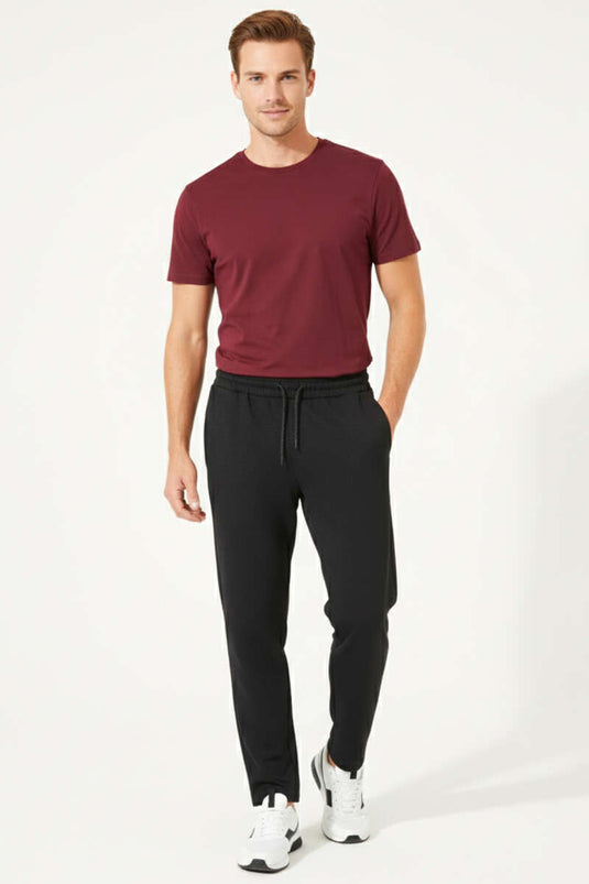 Loyşa Plain Cuffed Men's Sweatpants Black