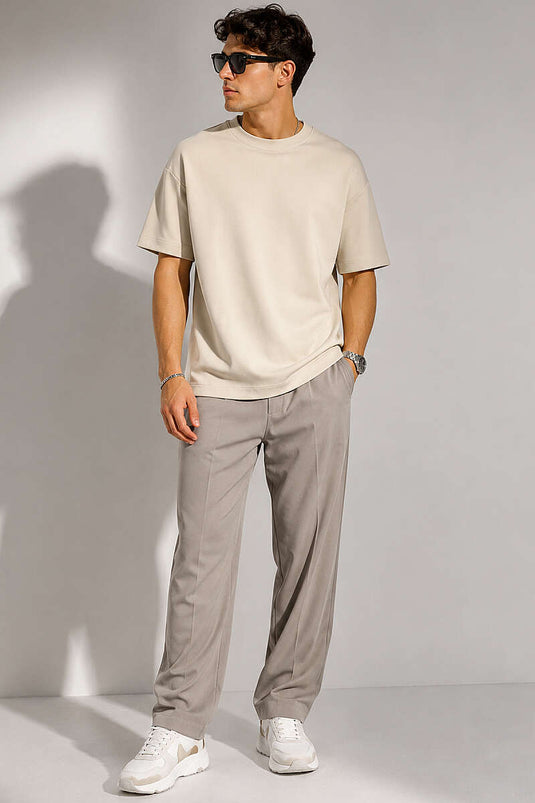 Loyşa Erkek Basic T-shirt Bej