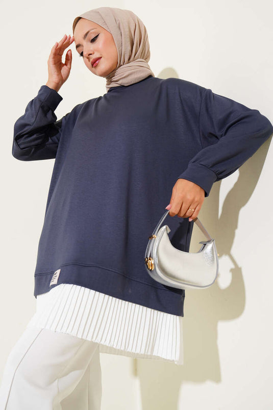 Loyşa Eteği Pileli Tunik Füme