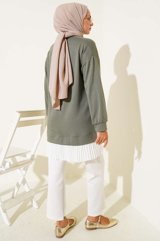 Loyşa Eteği Pileli Tunik Haki