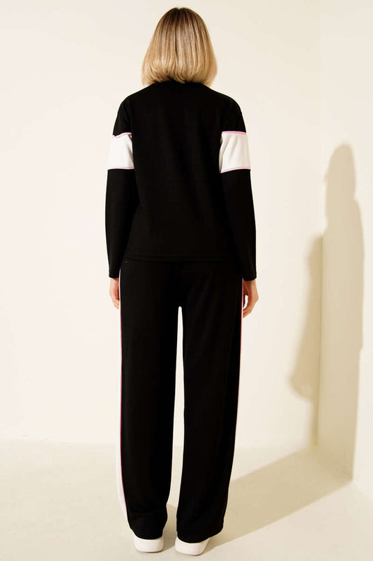 Loyşa Garnili Sweatshirt İkili Takım Siyah