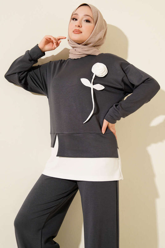 طقم لويزا روز المكون من قطعتين، لون رمادي دخاني