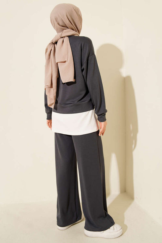 طقم لويزا روز المكون من قطعتين، لون رمادي دخاني