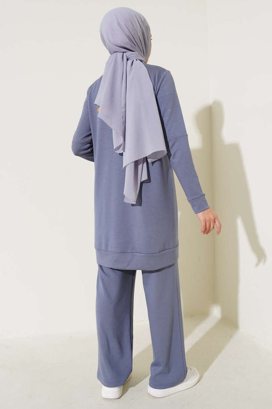 Costume deux pièces Loyşa avec col juge et fermeture éclair, gris ardoise