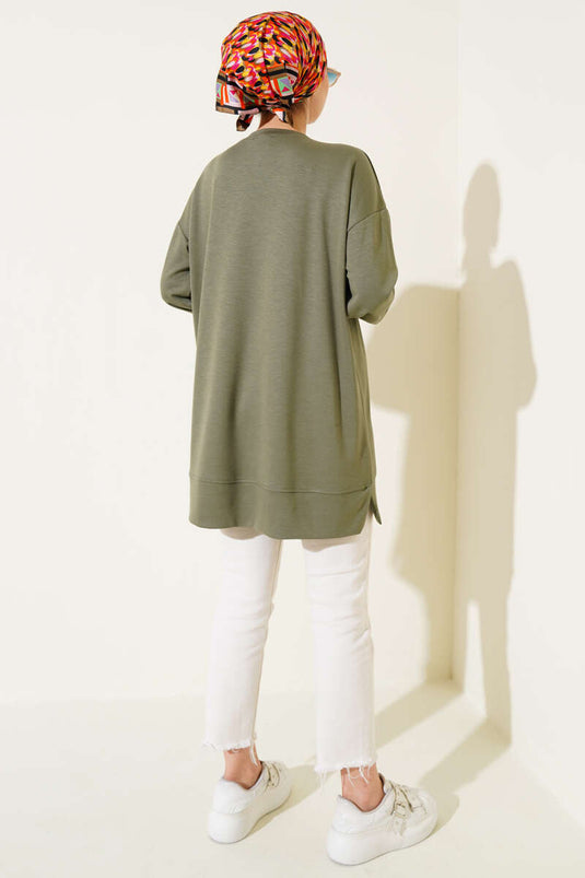 Loyşa „I Love You“-Tunika mit Print in Khaki