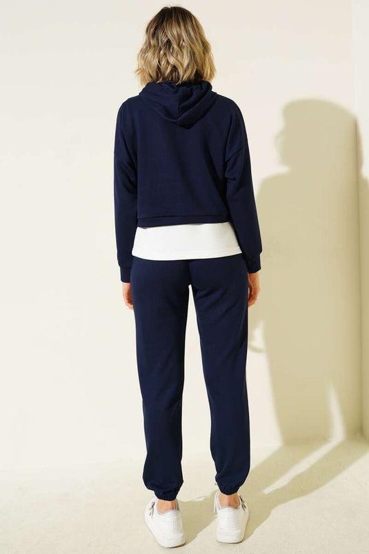 Loysa Undershirt Three-Piece Set, Navy Blue