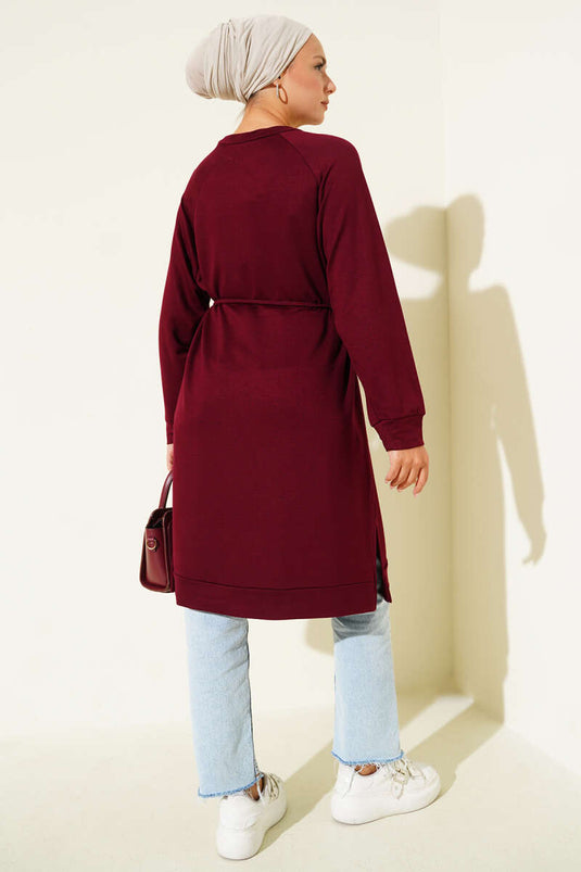 Loyşa İp Kuşaklı Uzun Tunik Bordo