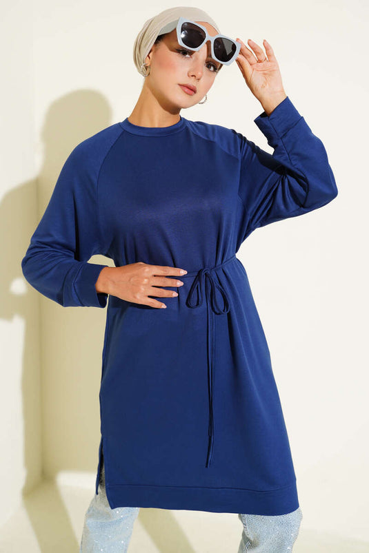 Loyşa İp Kuşaklı Uzun Tunik Lacivert