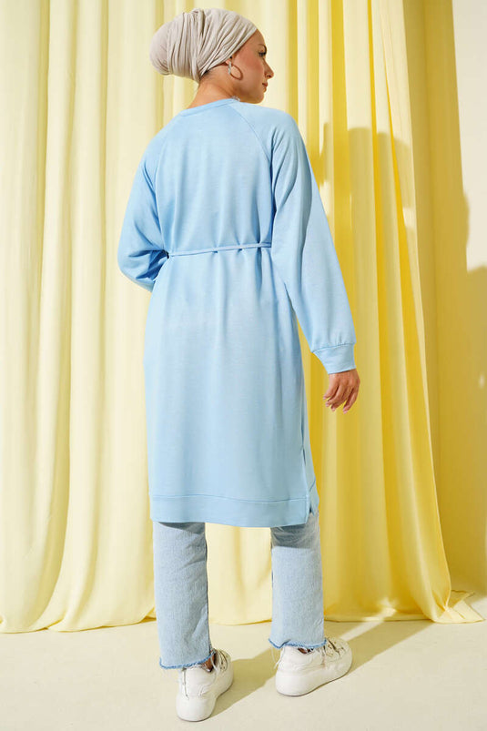 Tunique longue avec ceinture en corde Loyşa bleue