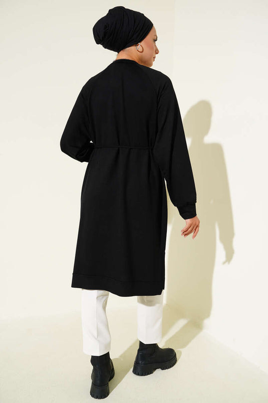 Loyşa İp Kuşaklı Uzun Tunik Siyah