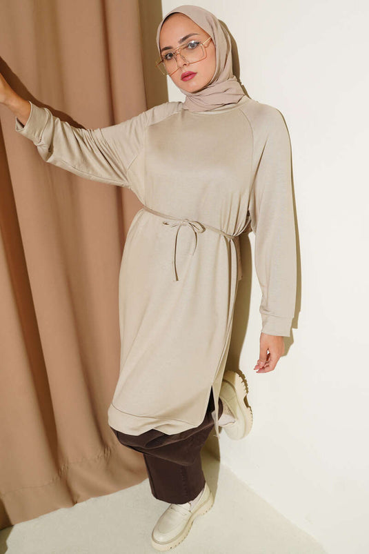 Loysha Rope Belted Long Tunic Stone