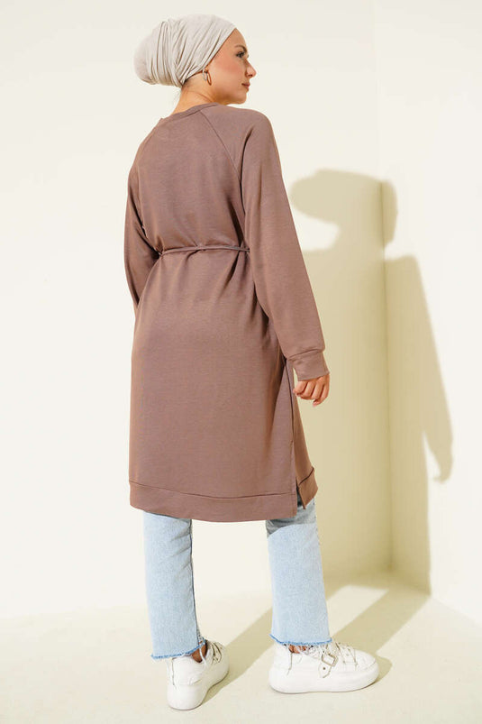 Loyşa İp Kuşaklı Uzun Tunik Vizon