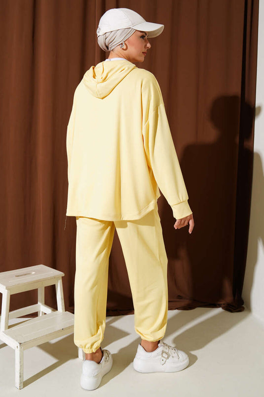 Loyşa Kanguru Cepli Fermuarlı İkili Takım Sarı