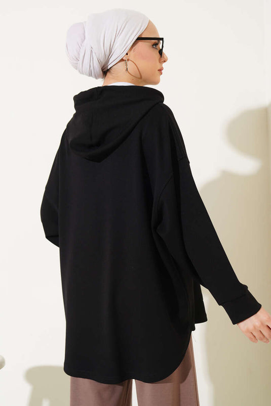 Gilet Loyşa à capuche et fermeture éclair noir