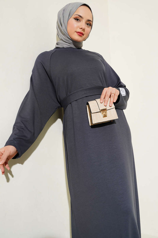 Sleeve Detailed Dress Charcoal