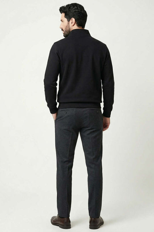 Sweat-shirt pour homme à demi-fermeture éclair en tissu Loyşa noir