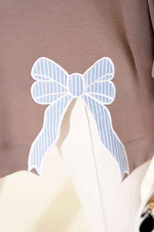 Loyşa Kurdele Nakış Detaylı Tunik Vizon