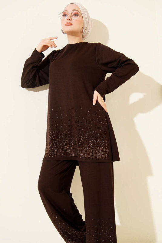 Ensemble double mini Loyşa orné de pierres, café amer