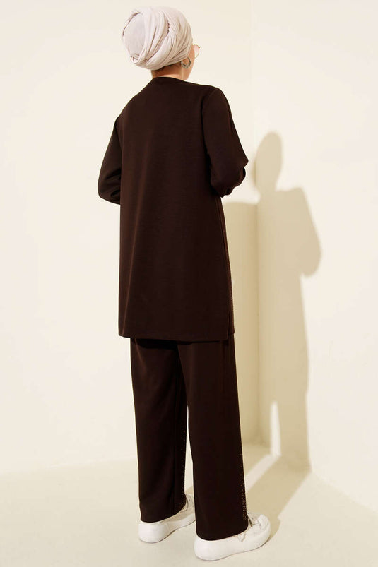 Ensemble double mini Loyşa orné de pierres, café amer