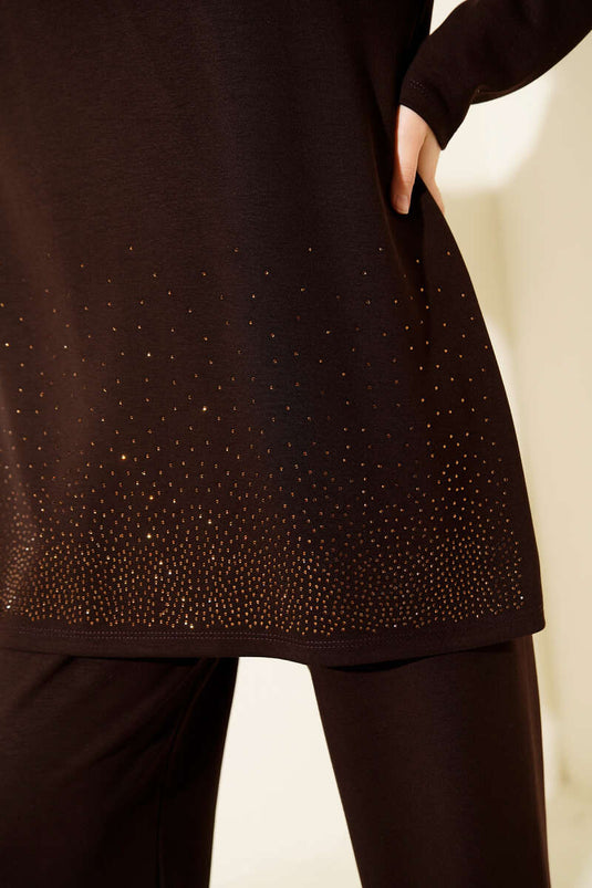 Ensemble double mini Loyşa orné de pierres, café amer