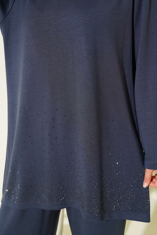 Loyşa Mini Taş Süslemeli İkili Takım Füme