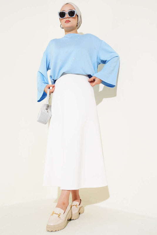 Loyşa Mini Yıldız Taşlı Bluz Mavi