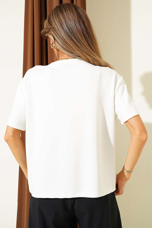 Loyşa Omuz Dikişli T-shirt Ekru