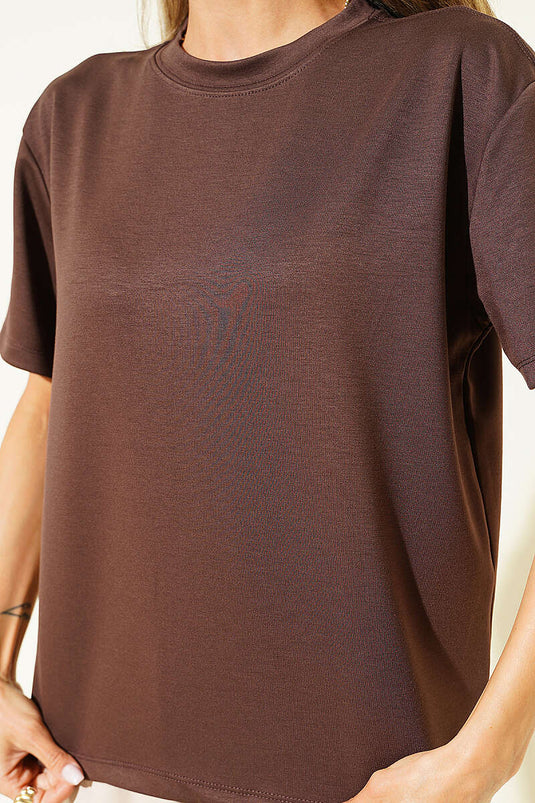 Loyşa Omuz Dikişli T-shirt Kahve