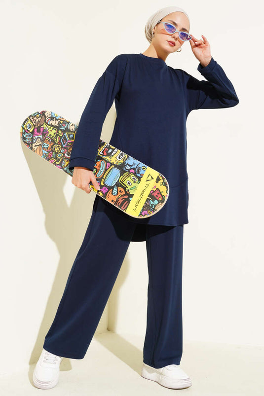 Loyşa Oval Kesim İkili Takım Lacivert