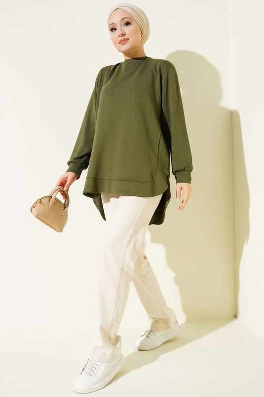 Loisha Tunique oversize à coupe ovale kaki