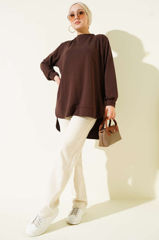 Loisha Tunique oversize à coupe ovale marron