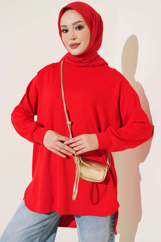Tunika Oversize Loyşa Con Taglio Ovale In Rosso