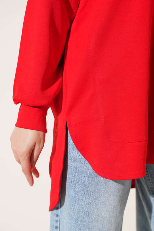 Tunika Oversize Loyşa Con Taglio Ovale In Rosso