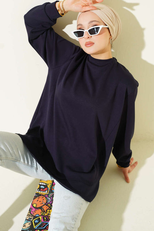 Tunique Loysa coupe ovale oversize bleu marine