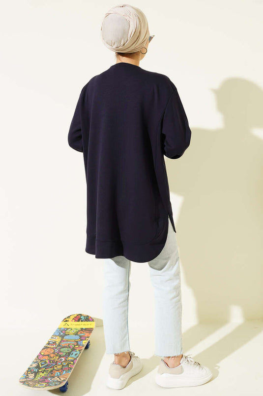 Tunique Loysa coupe ovale oversize bleu marine