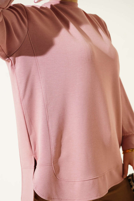 Loisha Tunique oversize à coupe ovale rose poudré