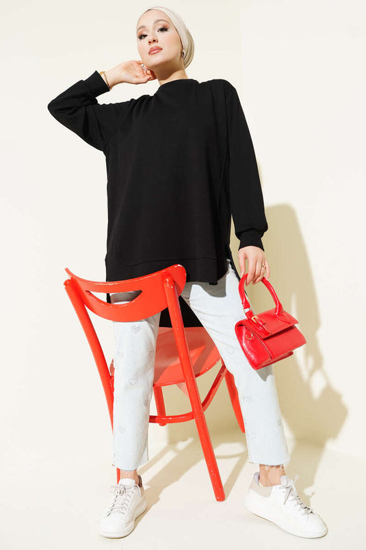 Loisha Tunique oversize à coupe ovale noire