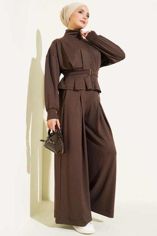 Loyşa Pens Detaylı İkili Takım Kahve