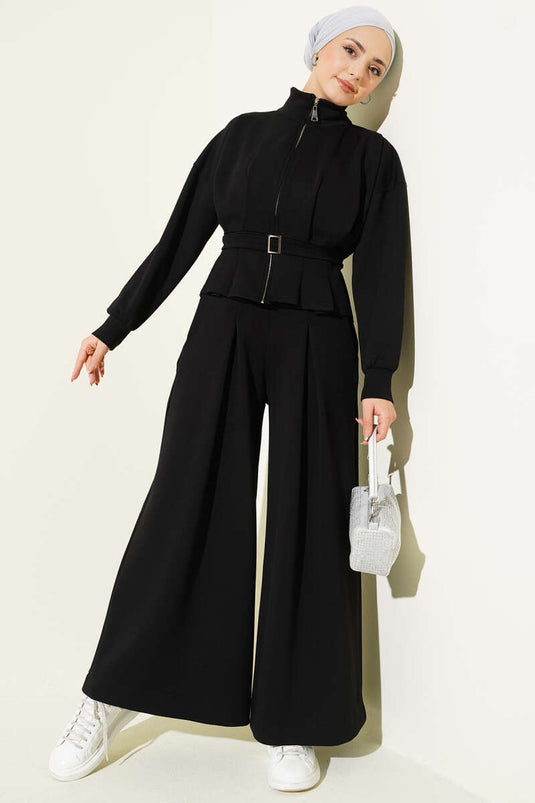 Loyşa Pens Detaylı İkili Takım Siyah